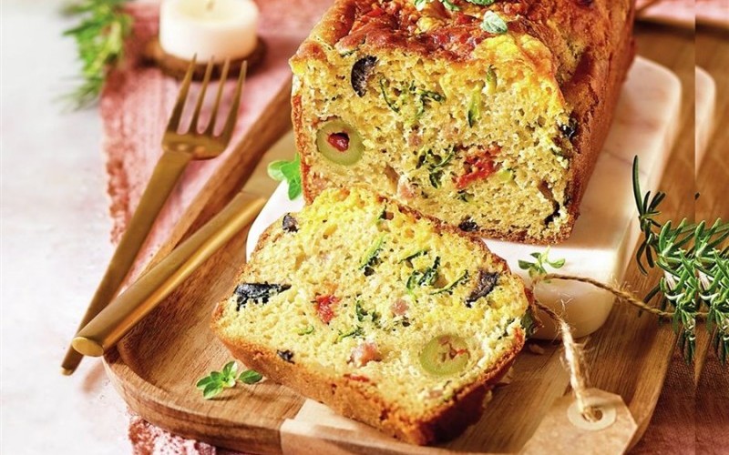 PASTEL DE VERDURAS, ACEITUNAS Y BEICON